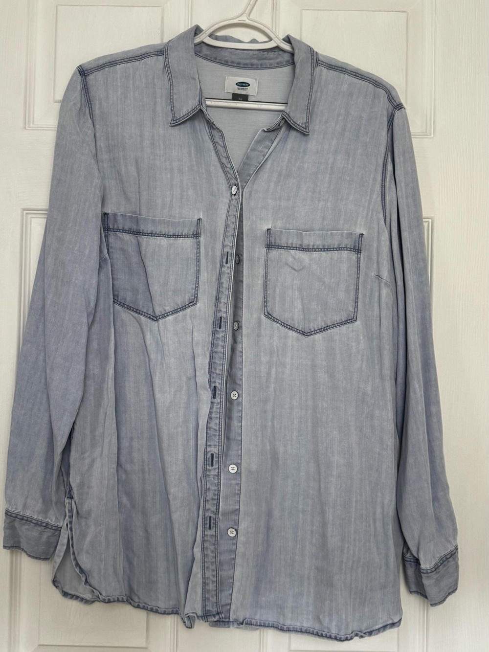 Light Blue Women’s Button-Up Shirt - Casual Long Sleeve